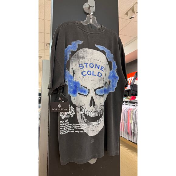Darc Sport x WWE Stone Cold Steve Austin Oversized Tee Shirt Gray Civil Regime - Picture 2 of 6